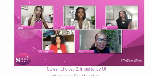 Women discussing career choices and mentoring on The Sisters Show