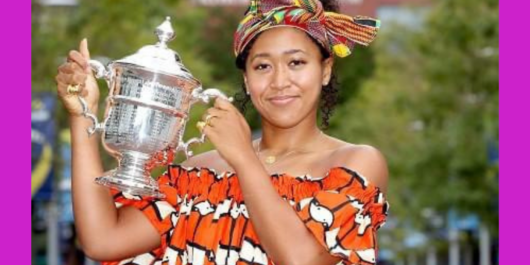 Image featuring the tennis player celebrating her victory at the US Open.