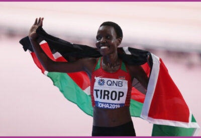 Image featuring Agnes Tirop, the Kenyan long-distance runner.