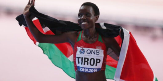 Image featuring Agnes Tirop, the Kenyan long-distance runner.