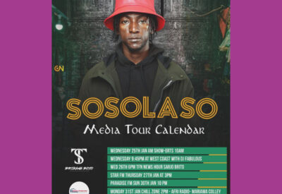 ST Singhateh promoting his album "Sosolaso"