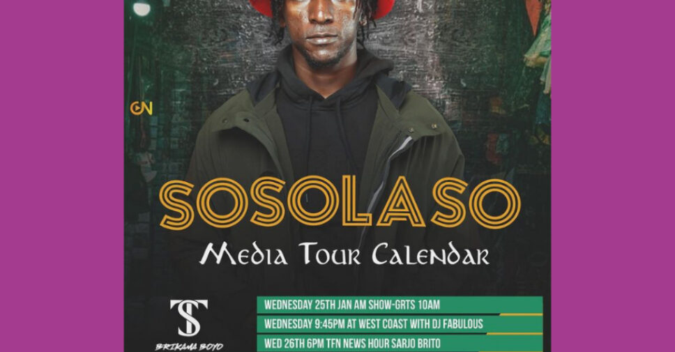 ST Singhateh promoting his album "Sosolaso"