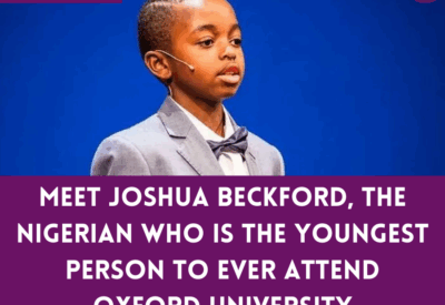 Image of Joshua Beckford, the remarkable Nigerian prodigy, at Oxford University.