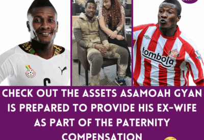 Image of Asamoah Gyan and his ex-wife during legal proceedings.