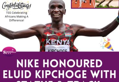 Image featuring the statue of Eliud Kipchoge alongside the track dedicated to him by Nike.