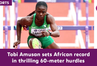Tobi Amusan sets African record in thrilling 60-meter hurdles
