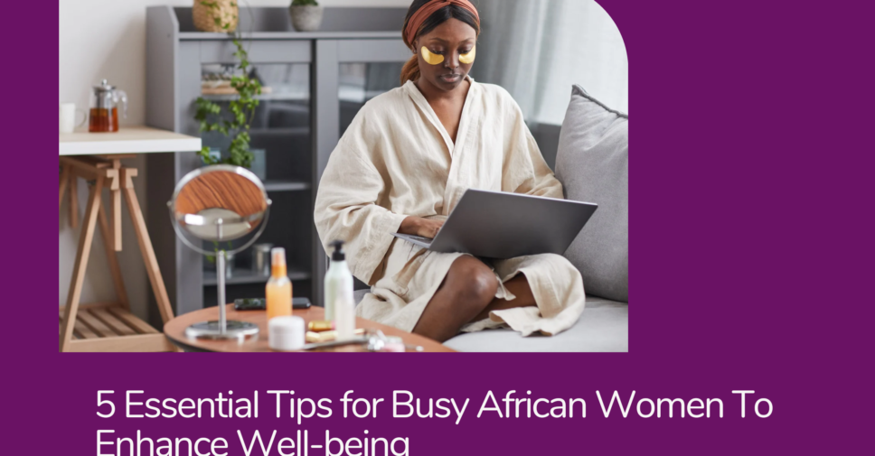 Illustration of busy African women practicing self-care for Wellness Wednesday