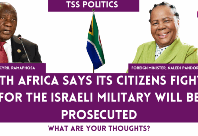 Image featuring the flags of South Africa and Israel, symbolizing legal proceedings regarding citizens serving in the Israeli military.