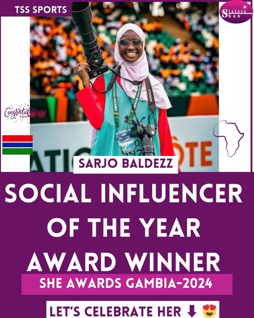 Sarjo Balde Wins Social Influencer of the Year Award at She Awards Gambia 2024